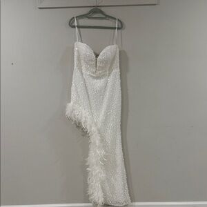 Fashion Nova White Dress with Beaded Accents